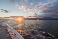 Zonsondergang vanaf de veerboot